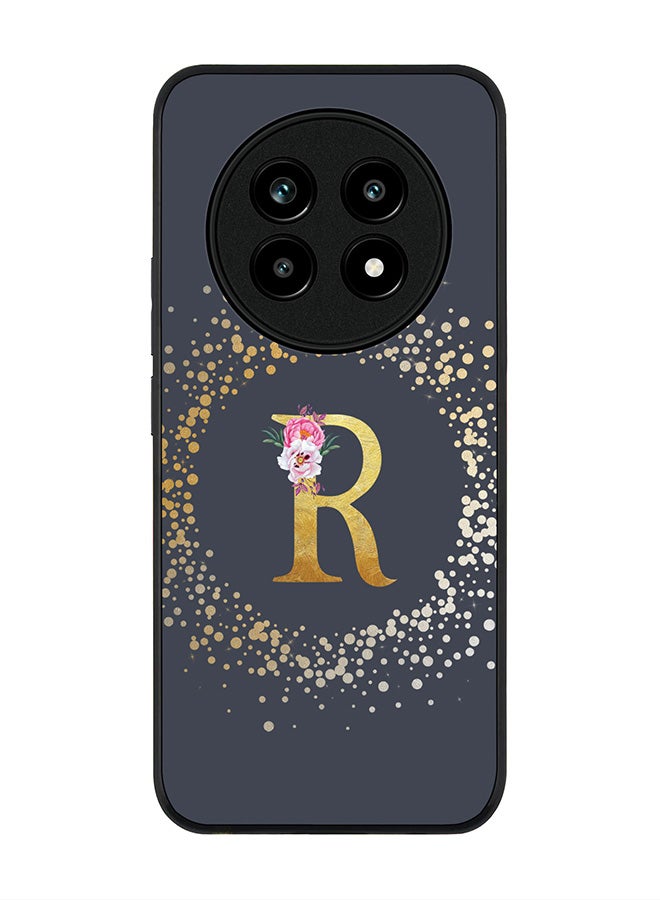 Stylizedd For Realme 13 Pro / 13 Pro+ Case,Slim fit Camera Protection, Shockproof Thin Phone cover  - Custom Monogram Floral - R  (Grey ) - Image 1